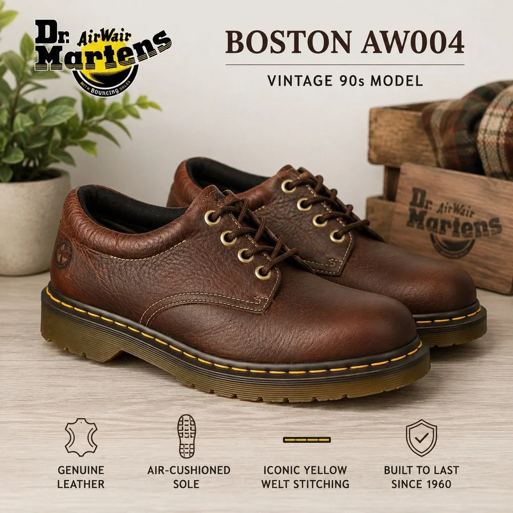 Dr. Martens Boston AW004 Vintage 90s Y2K Brown Leather Oxford Derby Shoes SZ 11